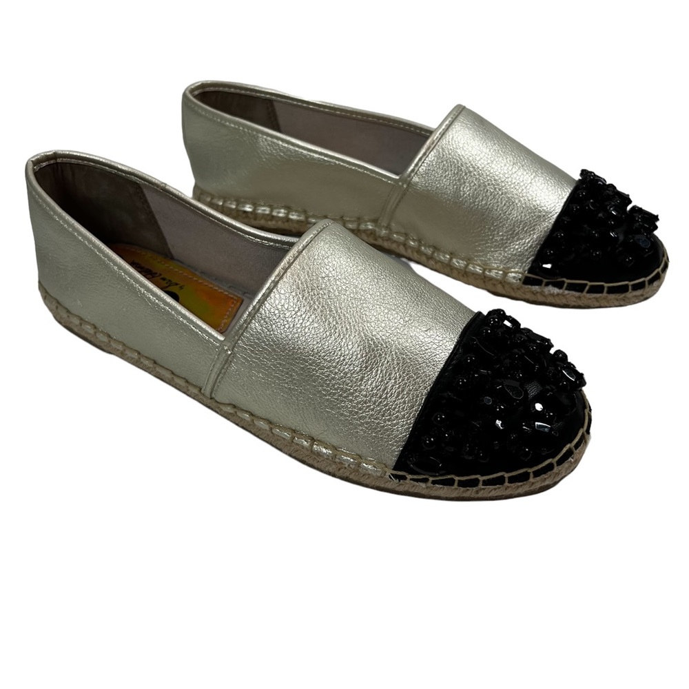 Circus Sam Edelman Loretta Size 9 Gold Metallic Black Embellished Espadrille - Picture 10 of 11